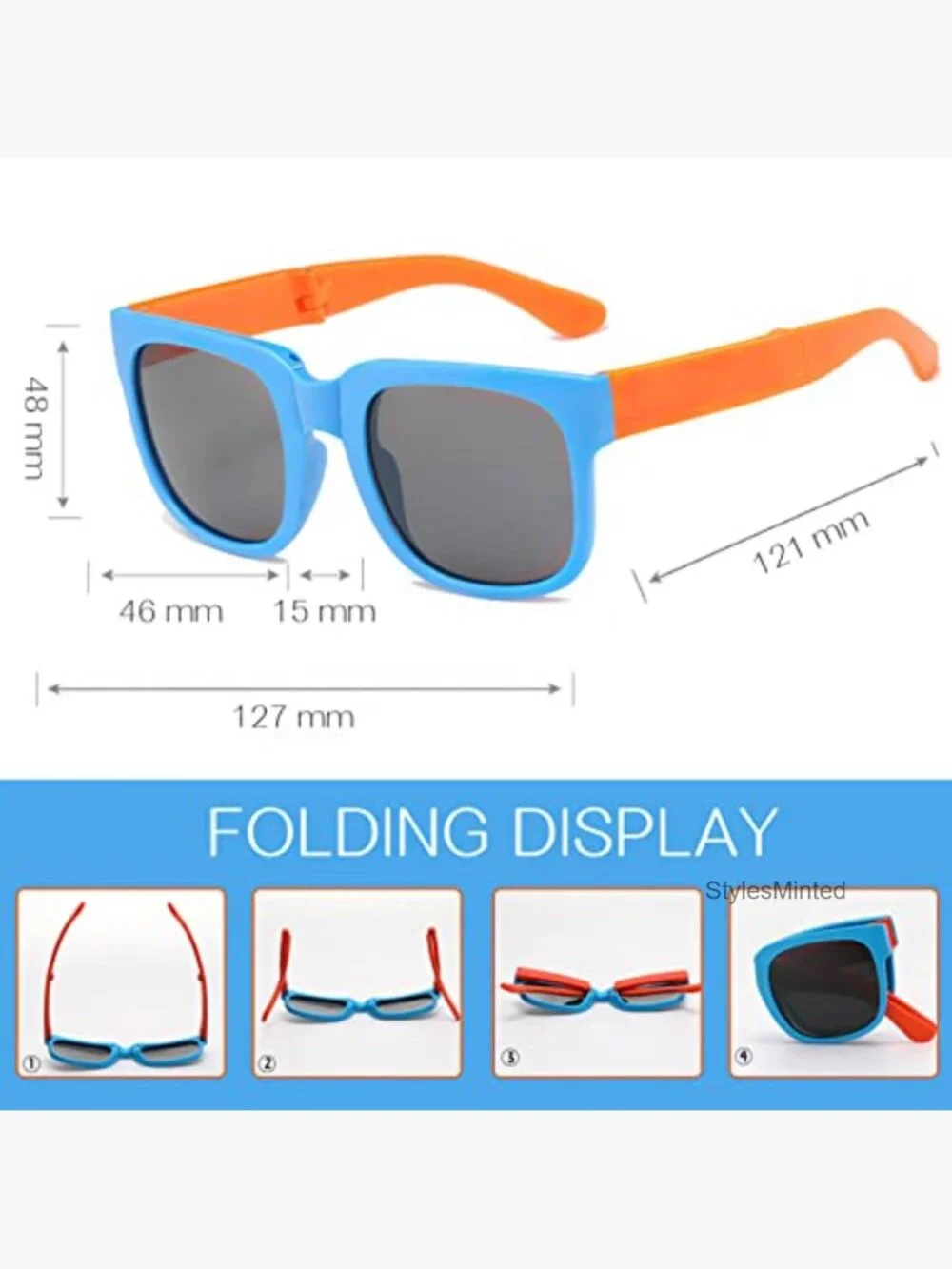 Foldable Kids Sunglasses 4 Pack UV Protection Rectangle